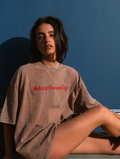 Making Cowboys Cry oversized t-shirt acid wash brown organic cotton front view