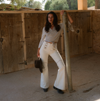Lainey Jeans cream flare jeans women 100% cotton bell bottom