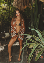 Organic Linen Safiya Cardigan – Handcrafted Navajo-Inspired Patterns, Earthy, Raw Boho Style