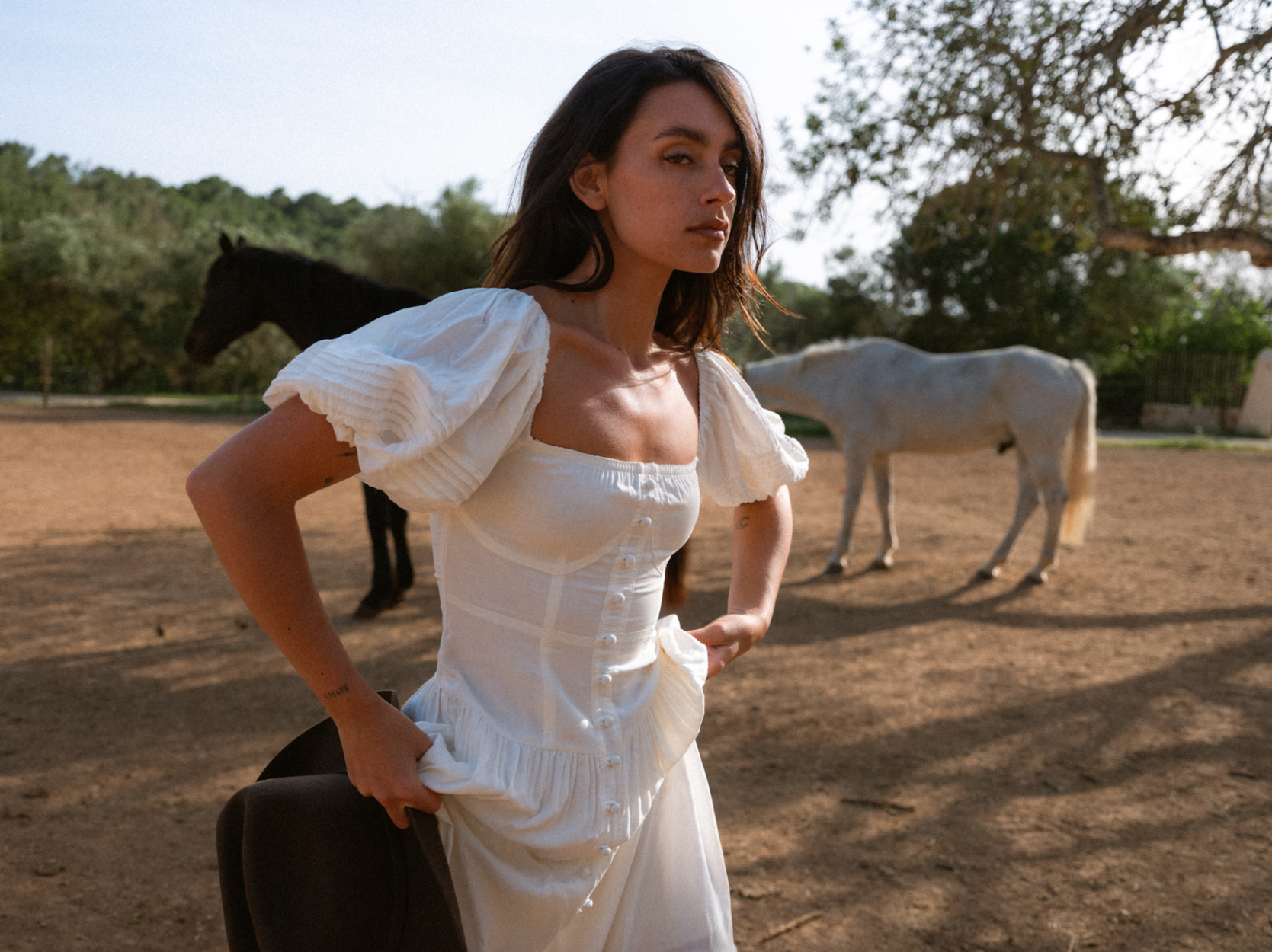 Organic cotton white maxi dress boho western 