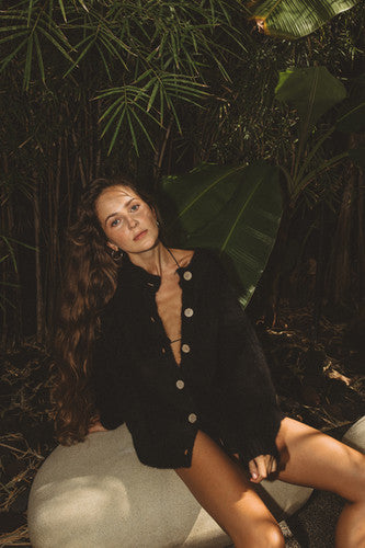 Noura Cardigan in Black – Luxury Handmade Mohair Knitwear, Designed to Last Forever