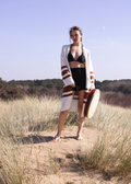 Savannah Kimono Cardigan white and cinnamon linen cotton oversized boho cardigan front view
