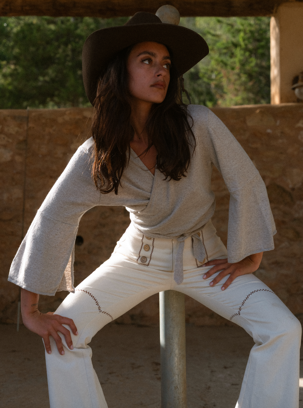 AURORA WRAP TOP - Knitted Linen Wrap