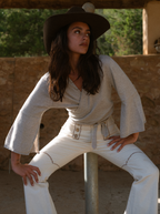AURORA WRAP TOP - Knitted Linen Wrap
