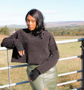 Sienna Midnight Black alpaca and mohair bouclé jumper with relaxed roll neck