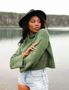 Sienna Jumper kiwi green cropped knit mohair alpaca sweater front view