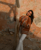 Oversized Safiya Cardigan cinnamon sand earthy tones bohemian luxury knitwear