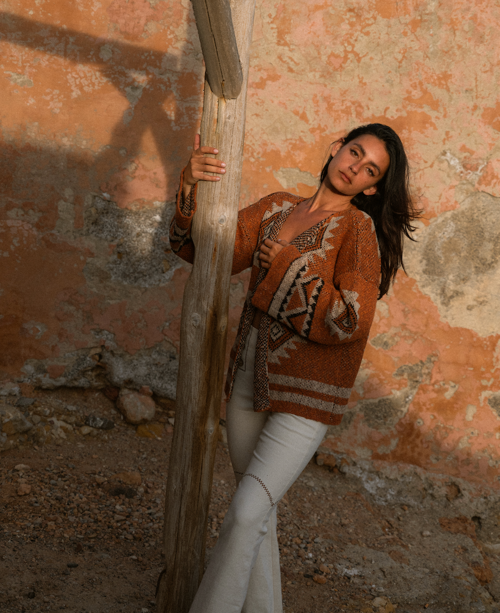 Oversized Safiya Cardigan cinnamon sand earthy tones bohemian luxury knitwear