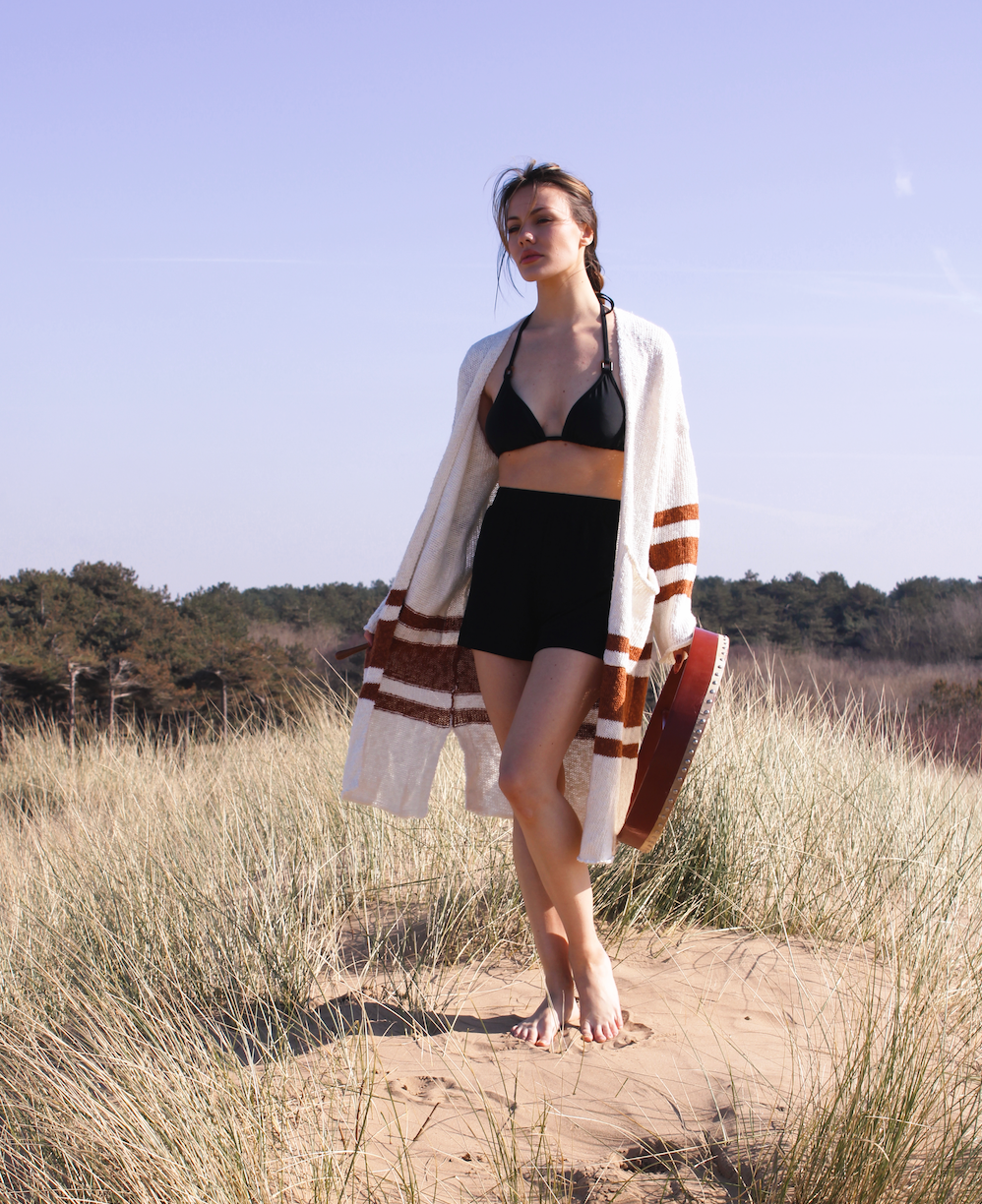 Savannah kimono cardigan styled over dress beach to city boho outfit